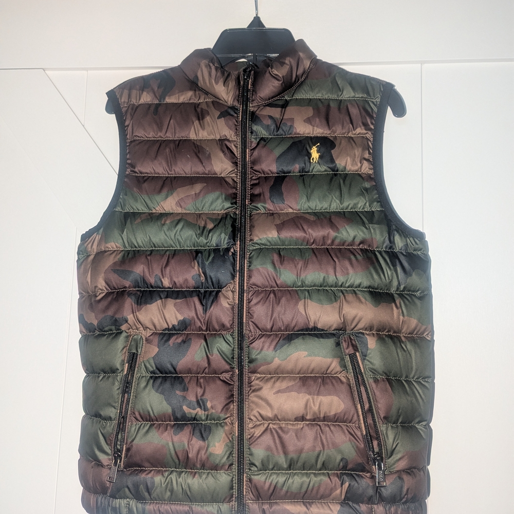Polo Ralph Lauren Camouflage Puffer Vest with Yellow Lining